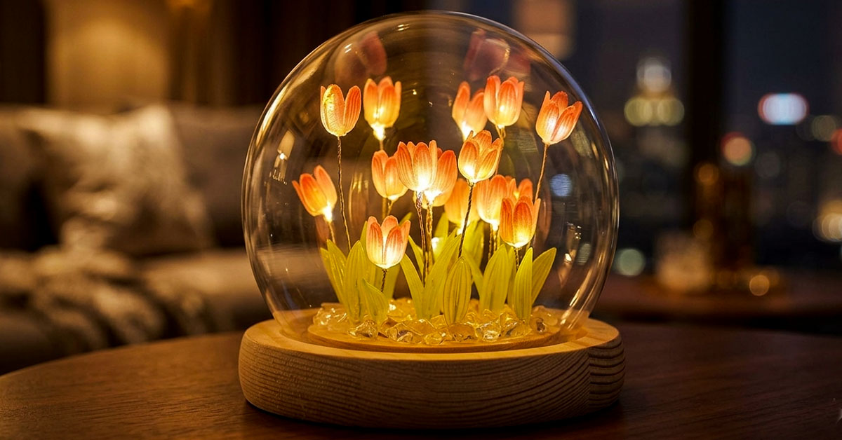 Warmes Licht unter einer eleganten Glasglocke