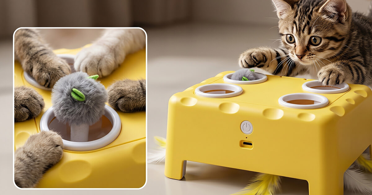 Das 4-Loch-Design von Jagdlaune hält Katzen dauerhaft in Spannung
